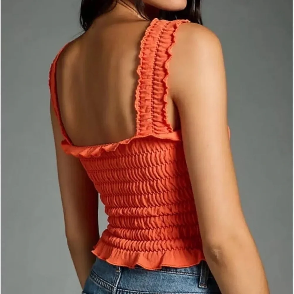 The Regan Seamless Smocked Square-Neck Tank
